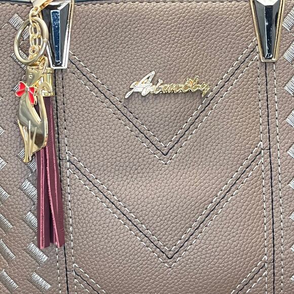 NEW Aimily Handbag Crossbody with Charm & Embroidered Detail PU Leather - Picture 8 of 9